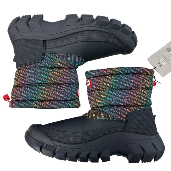 Hunter Intrepid Rainbow Logo Insulated Waterproof Short Boots Women’s Size 11 - Picture 8 of 16